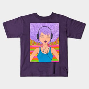 Girl with Headphones Singing Kids T-Shirt